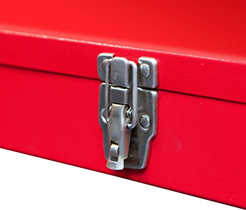 BIG RED TB102 Torin 16" Hip Roof Style Portable Steel Tool Box with Metal Latch Closure, Red - color: Red, size: 16.7"x6.9"x4.9"