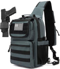 Tactical Sling Crossbody Bag Holster Shoulder Backpack 15L Water Bottle Holder Radio Pouch 6 Elastic Slots for Men Women Hiking Hunting Shooting - color: Gray Grey