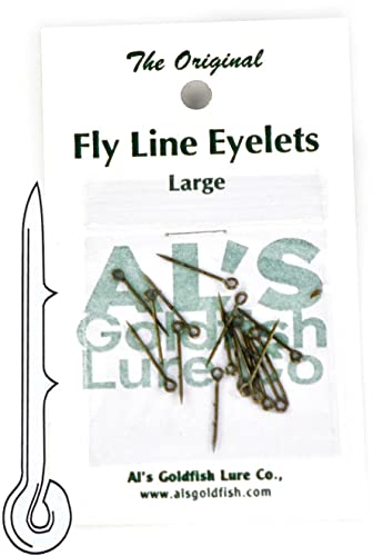 15 PCS Fly Line Eyelet, Leader Knot Eliminator. Reusable No Knot Fly Line Eyelets by AL's Goldfish Lure Company - size: Large - Line Weights 6, 7, 8, 9