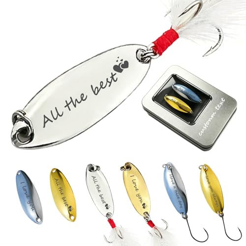 Personalized Engraved Spoon Fishing Lure Custom Text Metal Bait 5g 7g 10g 15g with Gift Box for Dad Fisherman Father's Day Birthday