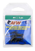 AFW Solid Brass Ball Bearing Snap Swivels with Welded Rings - Black Finish, Up to 450 lb Test Capacity, Patented Bullet Shaped Head for Reduced Water Resistance, Fluid Rotation - size: 3 pc, #4, 90 lb test