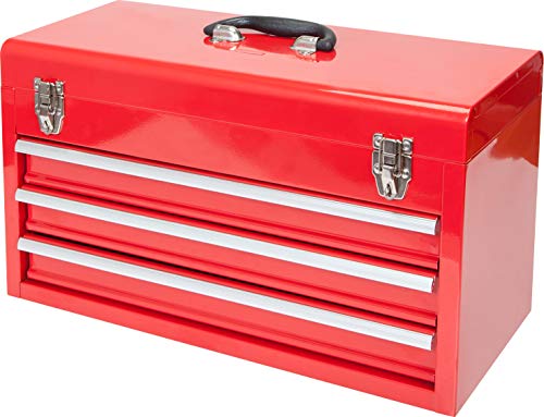 BIG RED ANTBD133-XB Torin 20.5" Portable 3 Drawer Steel Tool Box with Metal Latch Closure, Red - color: Red, size: 20.5 Inch