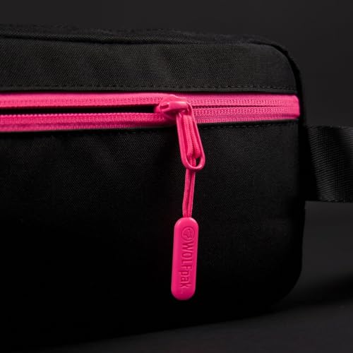 WOLFpak Crossbody Pack | Universal Fannypack for Adults & Kids | - color: Black Neon Pink