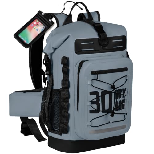 MORXPLOR Dry Bag Waterproof,5L/10L/20L/30L/40L/55L Roll Top Dry Bag Backpack with WaterProof Phone Case for Swim,Kayak - color: Middle Grey, size: 30Liter
