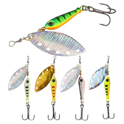 Inline Spinner Bait – Fish-Shaped Spinnerbait Lures 5-Pack, 360° Rotation with Reflective Blades, Perfect for Freshwater & Saltwater Fishing, Targeting Bass, Trout, Pike, Perch & More - color: Flying Fish Spinnerbait