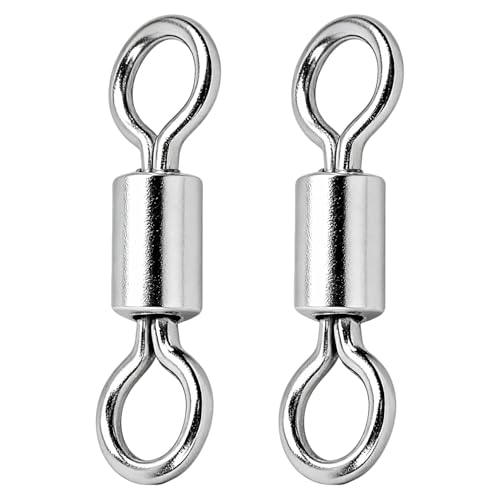 AMYSPORTS Lure Connector Swivels Fishing Stainless Steel Saltwater Fishing Swivel Rolling High Strength Barrel Swivels Tackle SUS304 - size: Size10 (71lb) 50 pcs