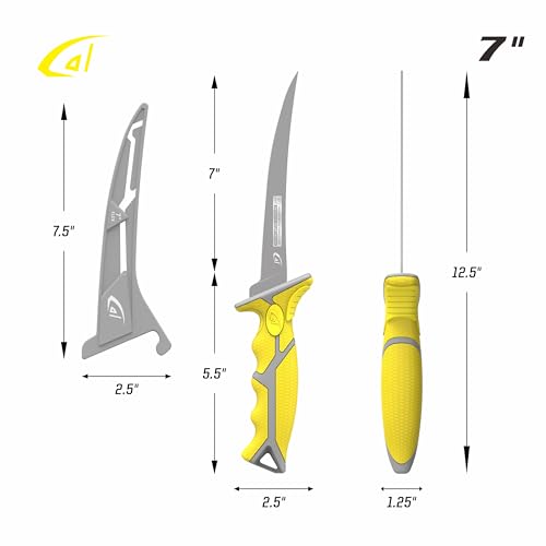 Gambler 7" Karl Flex Fillet Knife Fishing Knives, Bait Knife, Premium Swedish Stainless Steel Blade, Non-Stick Teflon Coating for Smooth, Precise Cuts, Freshwater/Saltwater - size: 7" Flex