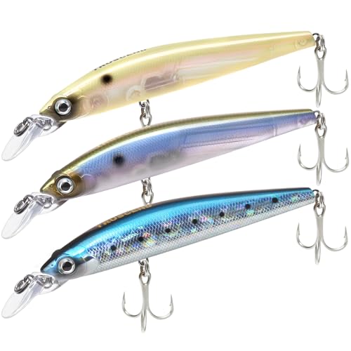 TRUSCEND Suspending Jerkbait, Rattle Minnow Lures with BKK Hooks, Freshwater Bass Trout Striper Walleye Pike Fishing Lures, Variety Pack for All Water Conditions, Premium Fishing Gear and Gifts - color: B1-5",0.8oz