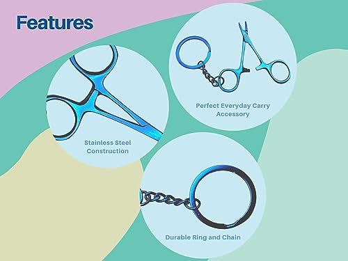 Artman Instruments Hemostat Mayo Hegar Mosquito Forceps Keychain - Stainless Steel Novelty Gift for Medical Professionals, Dentist, Fish Clamp Forceps (Blue) - color: Blue