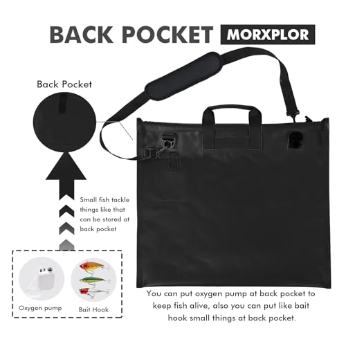 MORXPLOR Fish Bag Heavy Duty Tournament Fishing Weigh in Bag 26x23 19x34 inches - color: Black