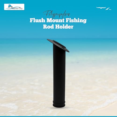 MARINE CITY Flush Mount Fishing Rod Holder 30 Degree Polypropylene, Durable, Lightweight, Easy Access for Fishing, Fits 2" Hole, Ideal for Kayaks, Boats and Yachts - color: Black, style: 1 Pcs