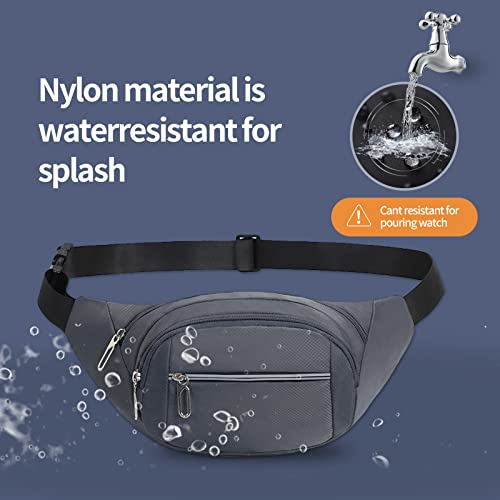 Crossbody Fanny Pack for Men&Women,Large Waist Bag & Hip Bum Bag with Adjustable Strap for Outdoors Workout Traveling Casual Running Hiking Cycling - color: Reflective Concrete Grey