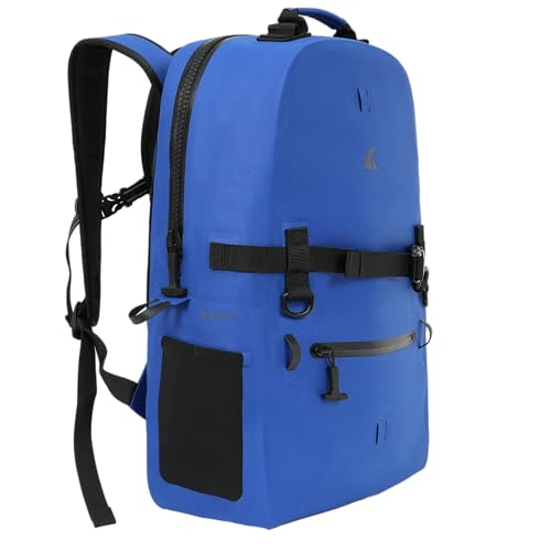 Breakwater Supply™ Fogland Waterproof IP68 Submersible Backpack | Laptop Sleeve & Airtight Zippers for Outdoors, Travel, Boating, Kayaking, Hiking, Floating Dry Bag, Unisex, TPU (Marker Blue, 25L) - color: Marker Blue, size: 25L
