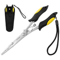 Hikary Long Nose Fishing Pliers,Ice Fishing Gear,Stainless Steel Hook Remover Braid Cutter Rustproof Fishing Multi-Tools Fishing Gripper for Freshwater Saltwater - color: yellow-8.8inch