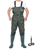 Bootfoot Fishing Chest Waders for Men Women with Boots 2-Ply Nylon/PVC Waterproof Hunting Waders with Boots Hanger - color: Green, size: 10