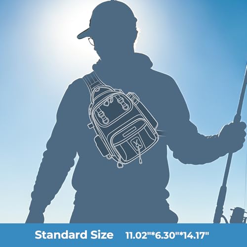 KastKing BaitSpace Fishing Sling Bag, Fishing Backpack with Rod & Beverage Holder, Tackle Bag for Fishing Gear - color: A: Black Camo, size: Standard