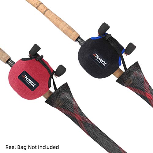 RUNCL Fishing Rod Sleeves & Reel Bags, Spinning/Casting Rod Socks & Spinning/Baitcasting Reel Covers - Protection Solution, Space Saver, Perfect Storage - Fishing Pole Sleeves & Reel Pouch (2 Pack) - color: Casting Rod Sleeves*2pcs,(Red & Black)