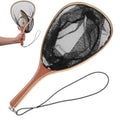 25.5in Fly Fishing Net, Trout Net with Wooden Handle, Soft Rubber Catch and Release Landing Net, Lightweight Fish Net with Safety Lanyard for Stream Creek River Fishing