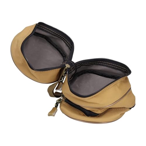 HERCHR Fishing Reel Case, Double Layer Canvas Fishing Tackle Organizer Storage Travel Bag, Portable Fish Accessories Pouch with Strap for Spinning Baitcasting Fly Reels