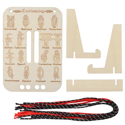 CALIDAKA Learn Knot Training Board, 16 Knotting Methods for Beginners, Portable Knot Tying Book for Fishing, Backpacking, Hiking, Outdoor Survival, Camping