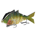 BASSDASH Bone Swimbait Multi Jointed Hard Fishing Lure for Bass Trout Bluegill Pike with Angled Cut Segments - color: Green Bluegill