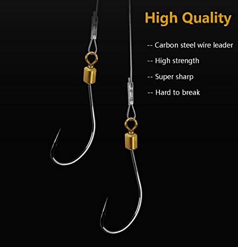 Dyxssm Fishing Hook and Leader, Fishing Rig Hooks with Wire Line Leader - size: 24#