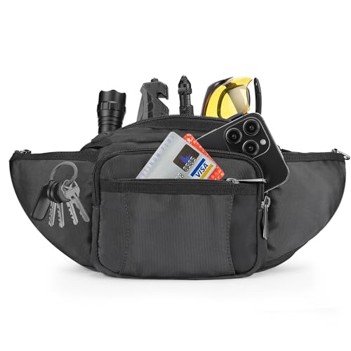 NOOLA Fanny Pack Waist Bag for Men Women, Lightweight Waist Pack with Water Bottle Holder, Adjustable Belt Bag with Multi-Pockets for Hiking, Dog Walking, Outdoor, Cycling, Running, Travel, Black - color: Black