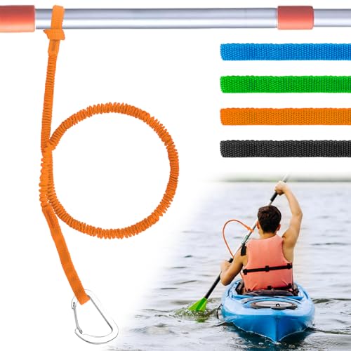 1/2/4 Pack Kayak Paddle Board Tether Leash Stretchable Strap Lanyard Rope, 3.3-7 Feet with Carabiner for SUP Kayaking Boating Canoeing Fishing Pole Rod or Other Gear - color: Orange, size: 1pc(3.3-7ft)