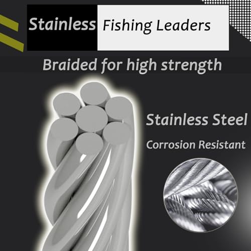 AMYSPORTS Freshwater Wire Fishing Leader Stainless Heavy Duty Wire Leader Fishing Saltwater Rigs Leaders Fishing Steel White Nickel - size: #5 (11.8in-60lb) 30pcs