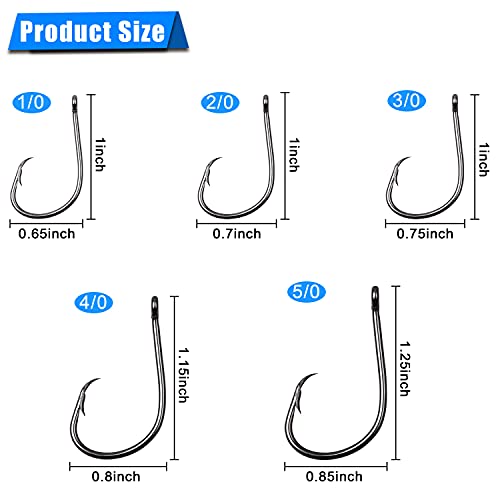 Inline Circle Hooks Saltwater, 100pcs Saltwater Fishing Hooks High Carbon Steel Fish Hook Straight Eye Octopus Hook for Catfish - size: 100PCS 9/0