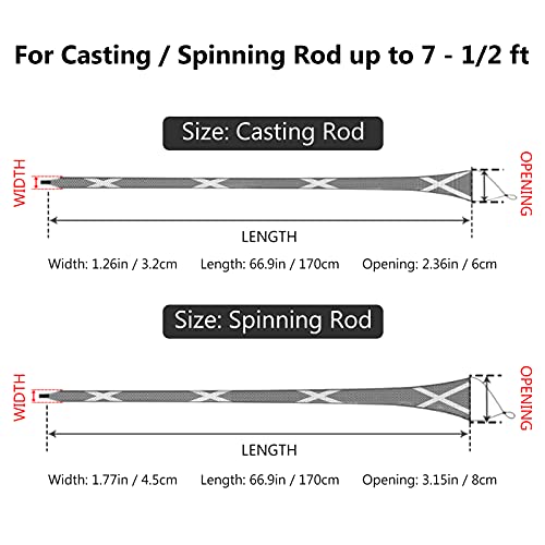 BASSDASH Casting Spinning Fishing Rod Sleeves Protective Rod Socks for Fishing Poles Up to 7-1/2ft - color: Black & White - 2pcs, size: For Spinning Rod up to 7-1/2 ft