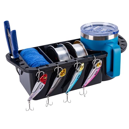 Boat Cup Holder, Boat Caddy Organizer, Multifunctional Boat Storage Organizer for Boat, Kayak, Pontoon, Bass Boat, Jon Boat - Fishing Tool Holder, Boat Fishing Accessories - color: Black