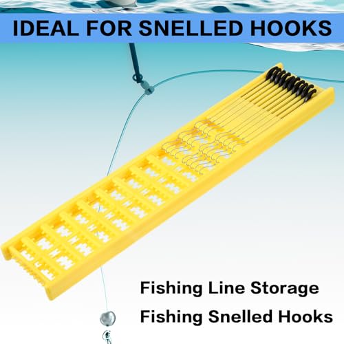 Meooeck 8 Pieces Fish Hook Holder Snelled Fishing Leader Holder 10.6 x 2.36 x 0.67 Inch Line Organizer for Storing Line Rigs - color: Yellow