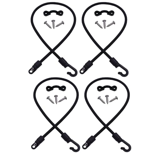 Rod Tamer Deck Mount Rod Straps 2 Pack, 6mm Kayak Boat Fishing Rod Tamer Strap Deck Mount Connector Gunwale Mount Fishing Rod Holders Down Strap (18 inch) - color: Black X 4pack
