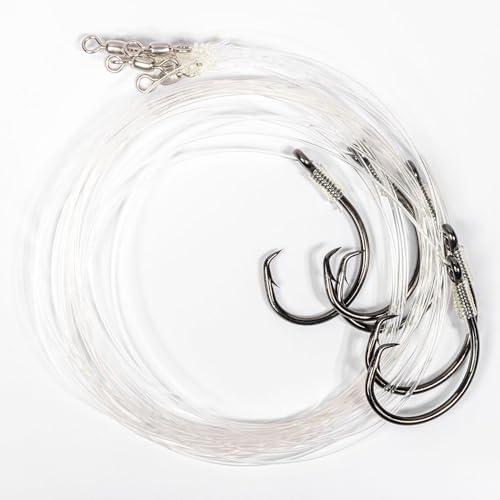 Mustad BlacktipH Live Bait Rig, Demon Wide Gap Circle Hook, Premium fluorocarbon Leader, Premium Rosco Swivel - size: Medium
