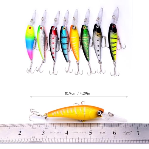 8pcs Fishing Lures Set Minnow Swimbait Baits, Artificial Minnow Lifelike Lures, Fishing Tackle Crank Bait for Trout Bass Salmon
