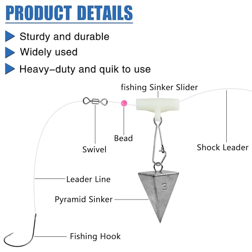 Fishing Line Sinker Slides- 30pcs Stainless Steel Braid Line Sinker Slider with Duo-Lock Snap High-Strength Line Weight Connectors for Saltwater Surf Fishing Rigs Catfishing - style: Luminous-30pcs