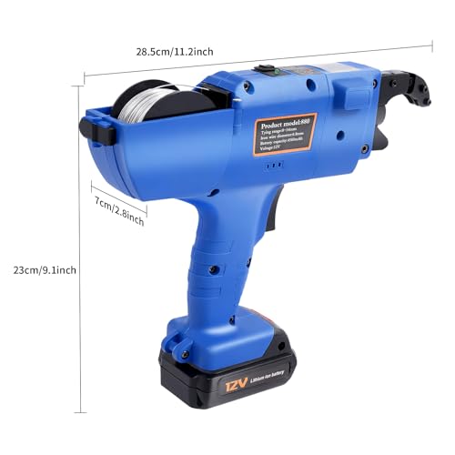 Automatic Rebar Tie Gun, Rebar Tying Machine Rechargeable Handheld Steel Bar Rod Tying Binding Tool w/Charger Plier, Automatic Knot Release & Tier Steel for 0.31"-1.34" Tying Range (Blue) - color: Blue