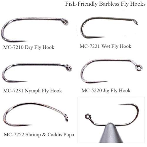 Maxcatch 100pcs Barbless Fly Fishing Hooks for Fly Tying Dry Nymph Wet Shrimp Jig Hook with Mini Box - color: Shrimp&Caddis Pupa Hook(Barbless), size: #16-100pcs