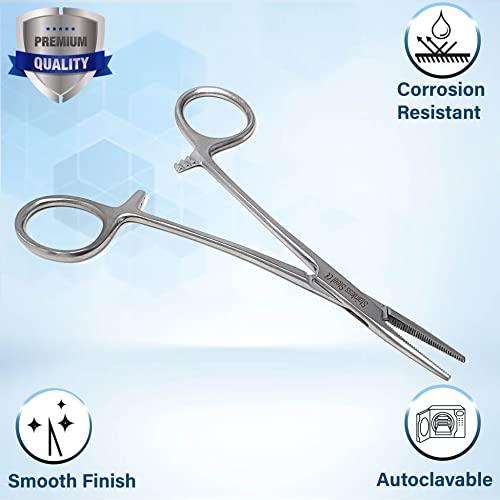 A2ZSCILAB Mosquito Hemostat Locking Forceps 5inch Straight with Full Serrated Jaws Ideal for Clamping Fishing Firefighters Nurses Doctors More Silver - color: Silver