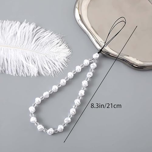 Beaded Phone Lanyard Wrist Strap Phone Charms Fixed Beads Pearl Chain - color: PC-cpzz-3
