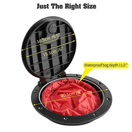 2 PCS 6'' Black Deck Plate Kit Deck Hatch with Storage Bag for Fishing Kayak Boating