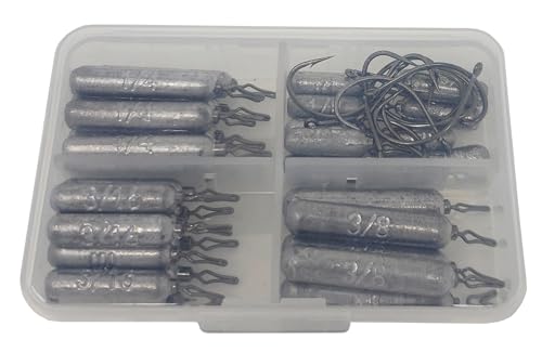 Reaction Tackle Drop Shot Weights for Bass Fishing - Skinny Pencil Sinkers for Drop Shot Rig - Freshwater and Saltwater Finesse Fishing - color: Silver, size: 46 Piece Kit