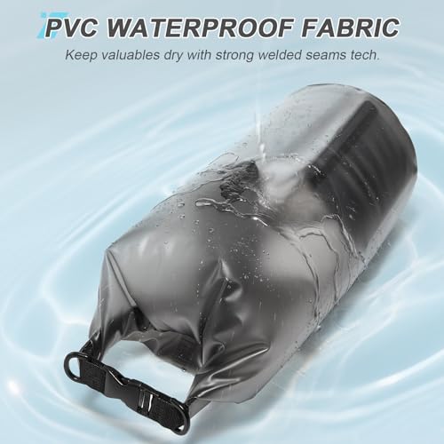 Dry Bags for Kayaking Waterproof, 5L/10L Dry Storage Bag, Roll Top Wet Bag for Swimming, Boating, Fishing,Camping & Beach - color: black-10L, size: 10L