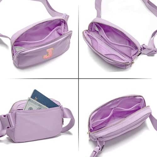 Gitus Initial Belt Bag Fanny Pack Crossbody Bag for Girls Birthday Gifts Age 8-10 Teen Girl Gifts Trend Stuff Personalized Letter Gifts for Daughter Sister (Lavender-J) - color: Lavender, style: J