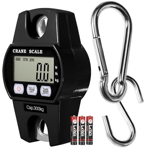 GRAM PRES Digital Hanging Crane Scale 660LB/300KG， Deer Hunting Scales, Farm,Fishing, Fish, Meat，Game,Luggage Scale with Hold/Tare - color: Black