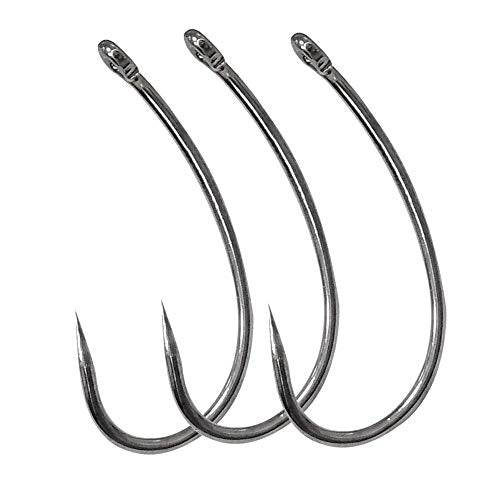 Barbless Fishing Hooks, 50/150pcs Carp Fishing Hooks Trout Hooks Circle Hooks Curve Shank Crank Fly Tying Hooks Carp Hair Fishing Bait Rigs for Freshwater Saltwater Fishing - size: 2#_50pcs
