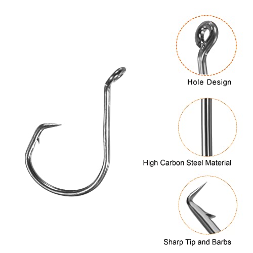 PATIKIL Fishing Circle Hooks Carbon Steel Offset Hook with Barbs for Freshwater Saltwater - size: 23mm/0.91"