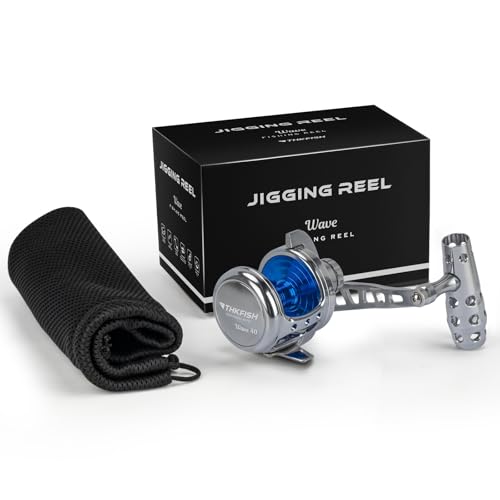 THKFISH Slow Pitch Jigging Reel, 55lbs Max Drag 6.3:1,9+2 Stainless BB Lever Drag Saltwater Heavy Duty Trolling Reel Slow Jigging Reel Saltwater Fishing - size: WAVE-30-Right Hand-SILVER