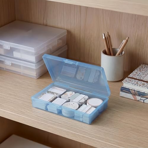LJY 12 Pieces Rectangular Empty Mini Clear Plastic Organizer Storage Box Containers with Hinged Lids (5.3 x 3.1 x 1.2 inch, Blue) - color: Blue, size: 5.3 x 3.1 x 1.2 inch